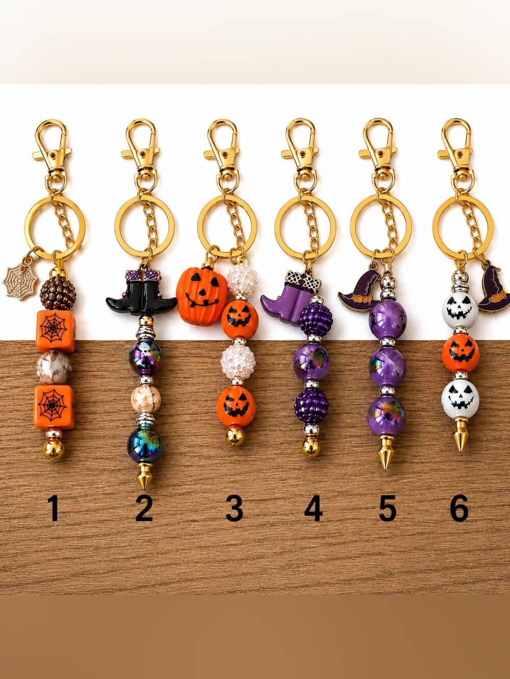 Gold Halloween Purse Charm, Beaded Witch Hat and Pumpkin Bag Keychain Gift